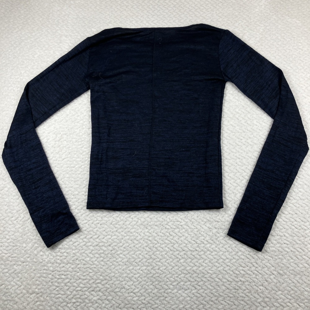 Rag & Bone Long Sleeve Knit Top Navy Blue Small Sheer Elevated Basic Minimalist - Picture 2 of 11